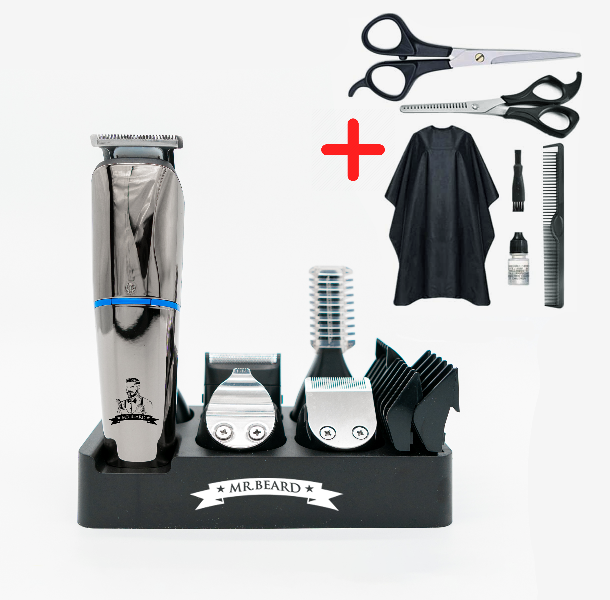 Professional 6-in-1 beard and hair trimmer kit